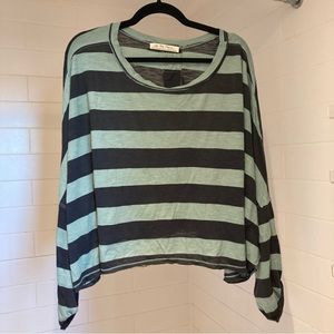 We the free cotton cropped flowy striped sweater